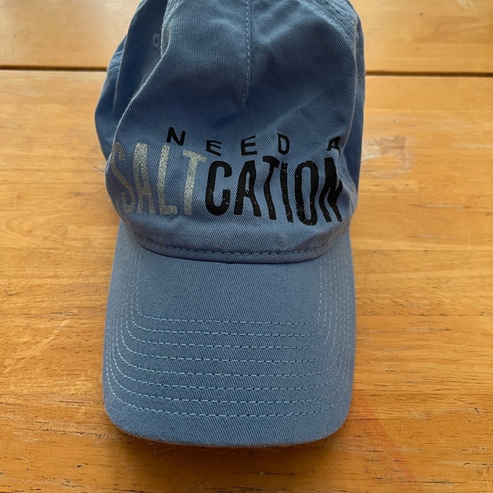 Salt Life Blue Women's Hat with Black and Silver Text
